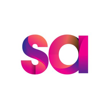 Baş harfleri SA Logosu Küçük, mor ve turuncu, Modern ve Basit Logo Tasarımı.