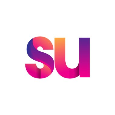 İlk harf SU Logo Küçük harf, mor ve turuncu, Modern ve Basit Logo Tasarımı.