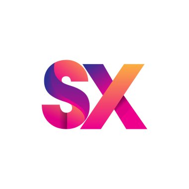 İlk harf SX Logo Küçük harf, mor ve turuncu, Modern ve Basit Logo Tasarımı.