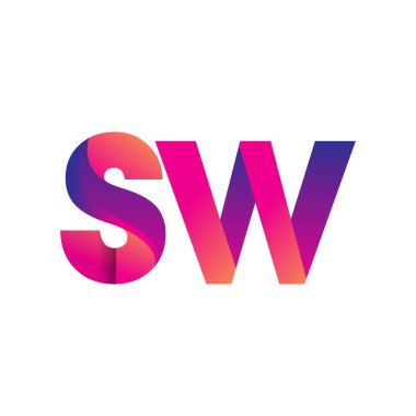 İlk harf SW Logo Küçük harf, mor ve turuncu, Modern ve Basit Logo Tasarımı.