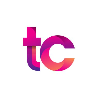 İlk harf TC Logosu Küçük harf, mor ve turuncu, Modern ve Basit Logo Tasarımı.