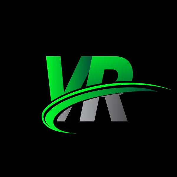 Lettera Iniziale Logotipo Nome Dell Azienda Colore Verde Nero Swoosh — Vettoriale Stock