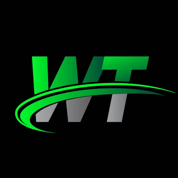 Eredeti Betű Logotípus Cég Neve Színes Zöld Fekete Swoosh Design — Stock Vector