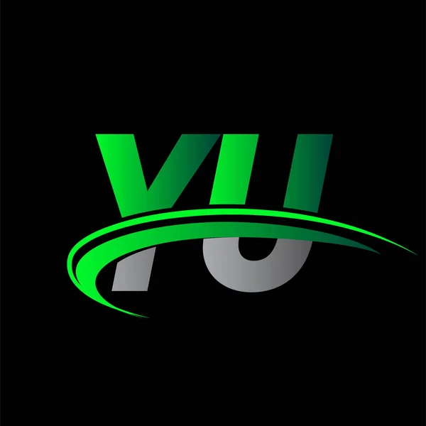Harfi Logotype Şirketinin Adı Renkli Yeşil Siyah Swoosh Tasarımı Şirket — Stok Vektör