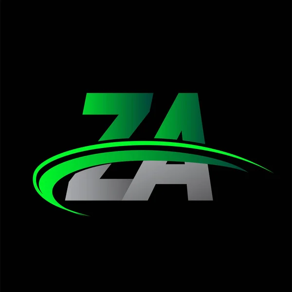 Начальная Буква Логотип Компании Название Цветной Зеленый Черный Swoosh Дизайн — стоковый вектор