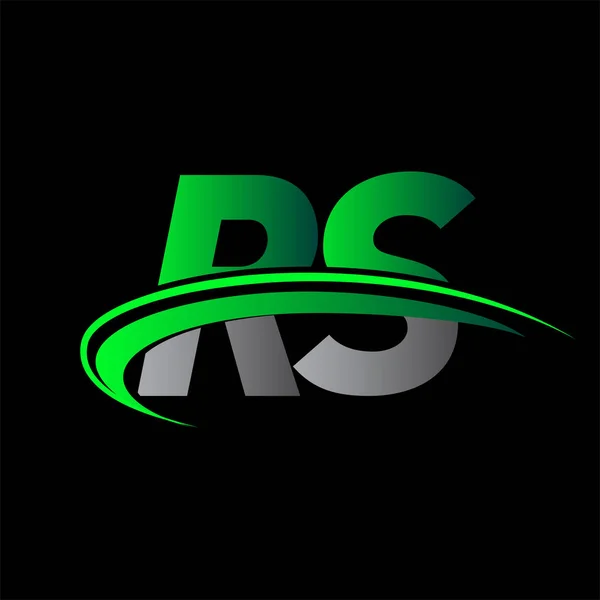 Eredeti Betű Logotípus Cég Neve Színes Zöld Fekete Swoosh Design — Stock Vector