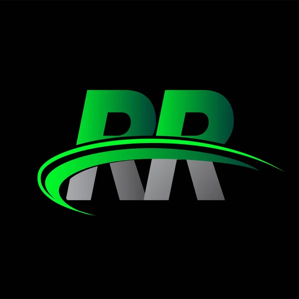 Начальная Буква Логотип Компании Название Цветной Зеленый Черный Swoosh Дизайн — стоковый вектор