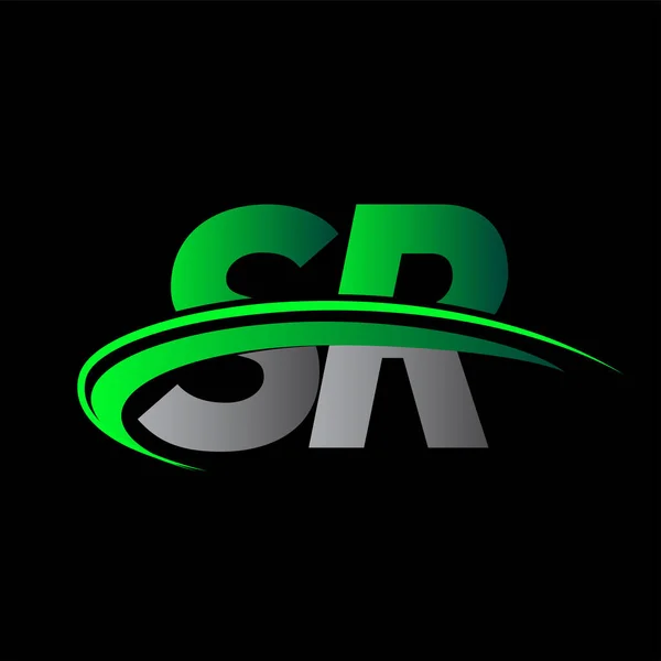 Eerste Letter Logotype Bedrijfsnaam Gekleurd Groen Zwart Swoosh Ontwerp Vectorlogo — Stockvector