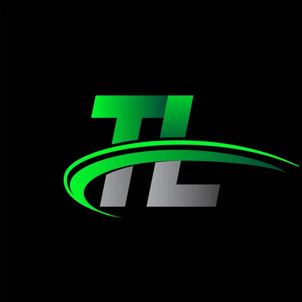 最初的字母Tl标志类型公司的名称有色绿色和黑色Swoosh设计 企业和公司标识的矢量标识 — 图库矢量图片