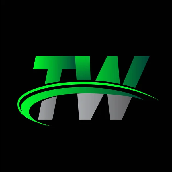 Anfangsbuchstabe Logo Firmenname Farbig Grün Und Schwarz Swoosh Design Vektor — Stockvektor