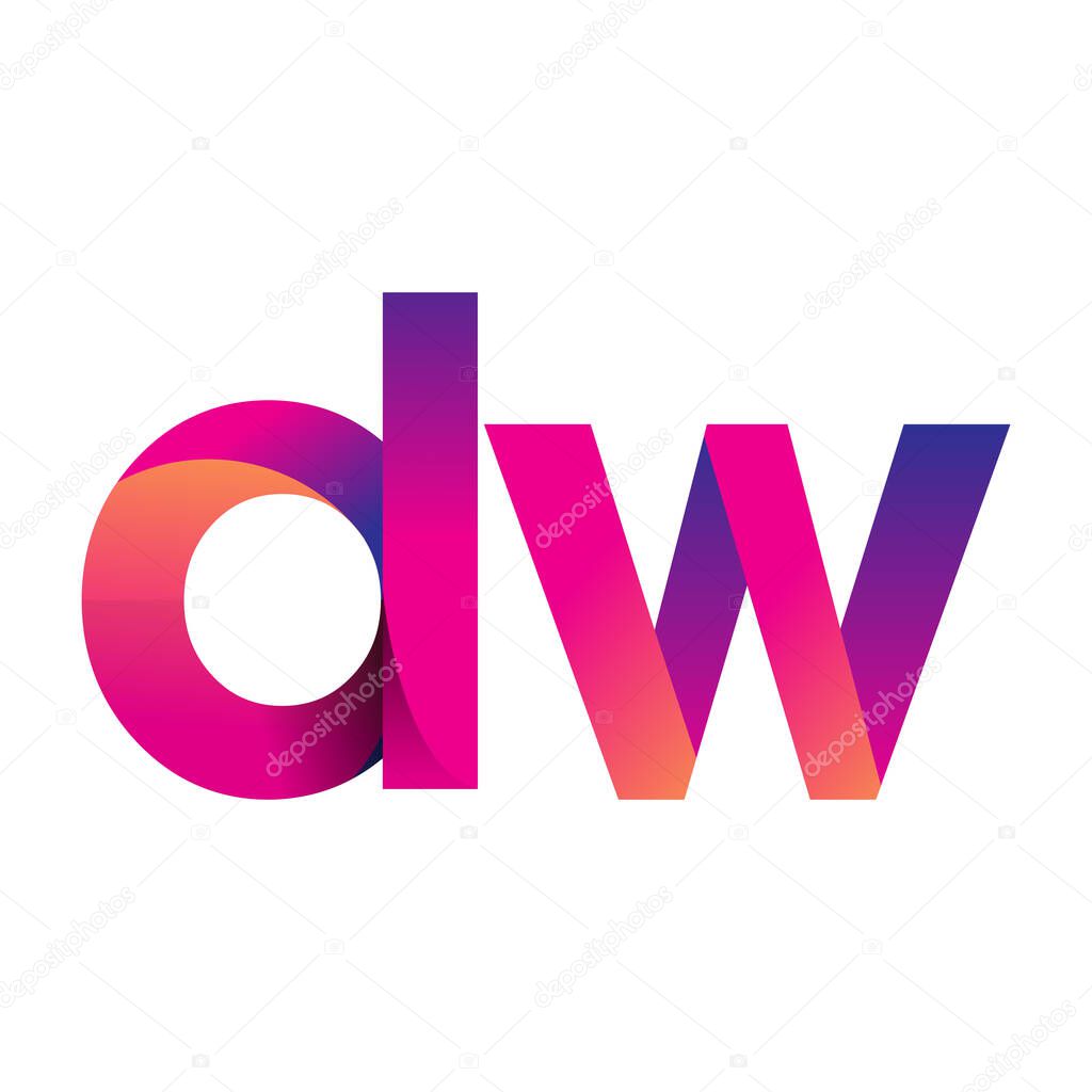 Initial Letter DW Logo Lowercase, magenta and orange, Modern and Simple Logo Design.