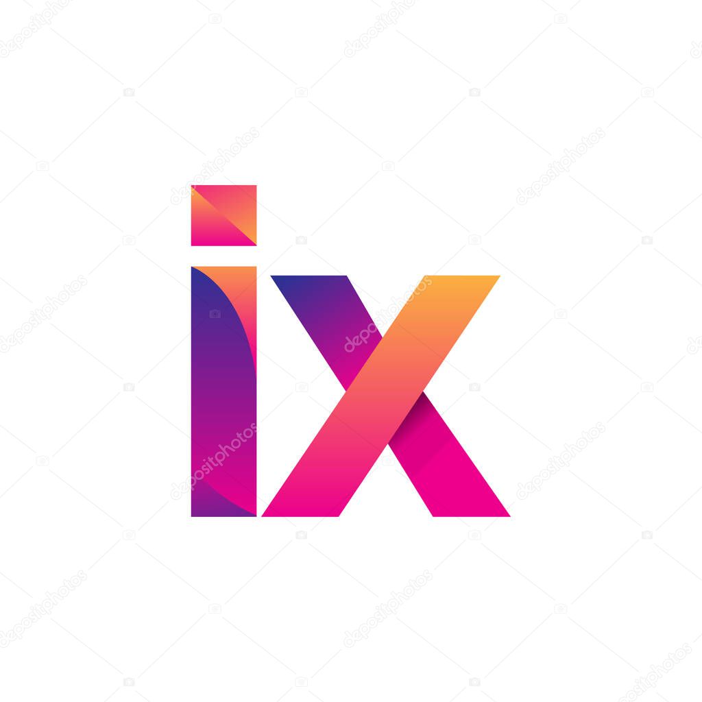 Initial Letter IX Logo Lowercase, magenta and orange, Modern and Simple Logo Design.
