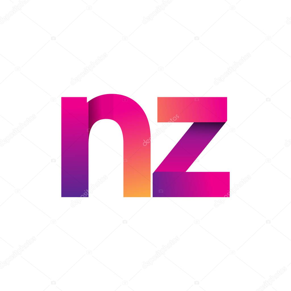 Initial Letter NZ Logo Lowercase, magenta and orange, Modern and Simple Logo Design.