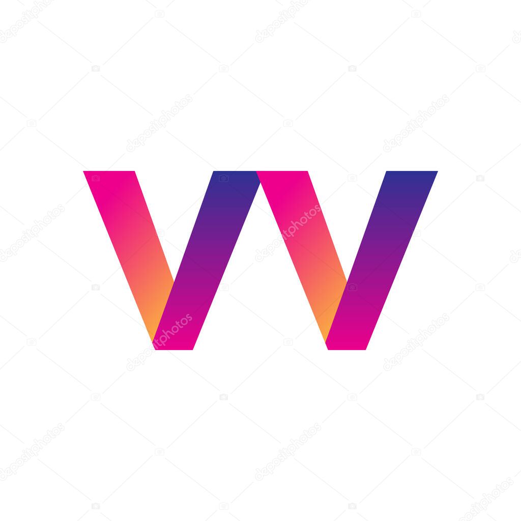 Initial Letter VV Logo Lowercase, magenta and orange, Modern and Simple Logo Design.