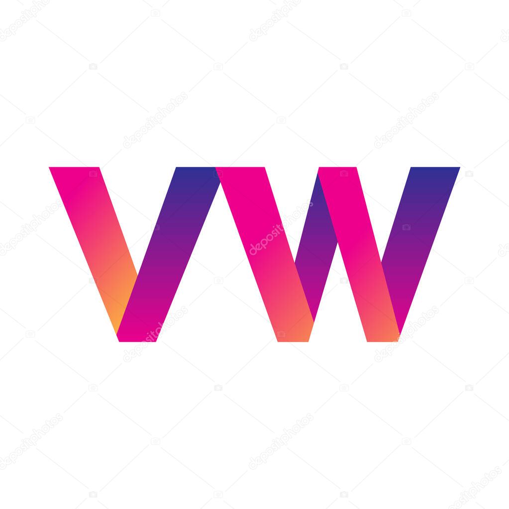 Initial Letter VW Logo Lowercase, magenta and orange, Modern and Simple Logo Design.