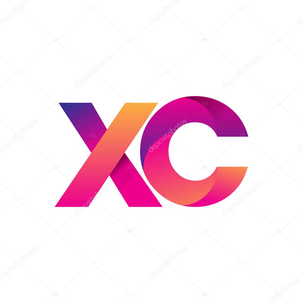 Initial Letter XC Logo Lowercase, magenta and orange, Modern and Simple Logo Design.