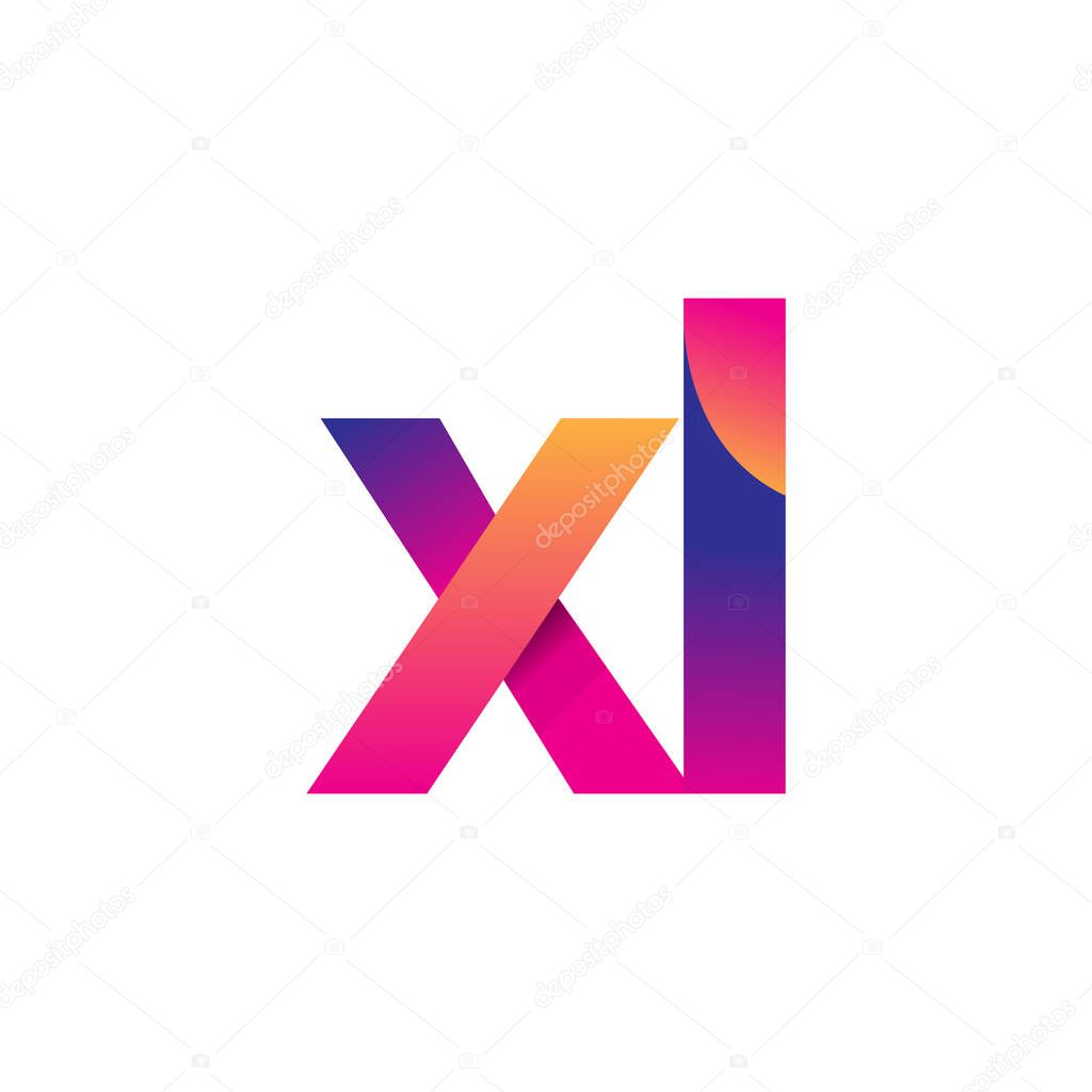Initial Letter XL Logo Lowercase, magenta and orange, Modern and Simple Logo Design.