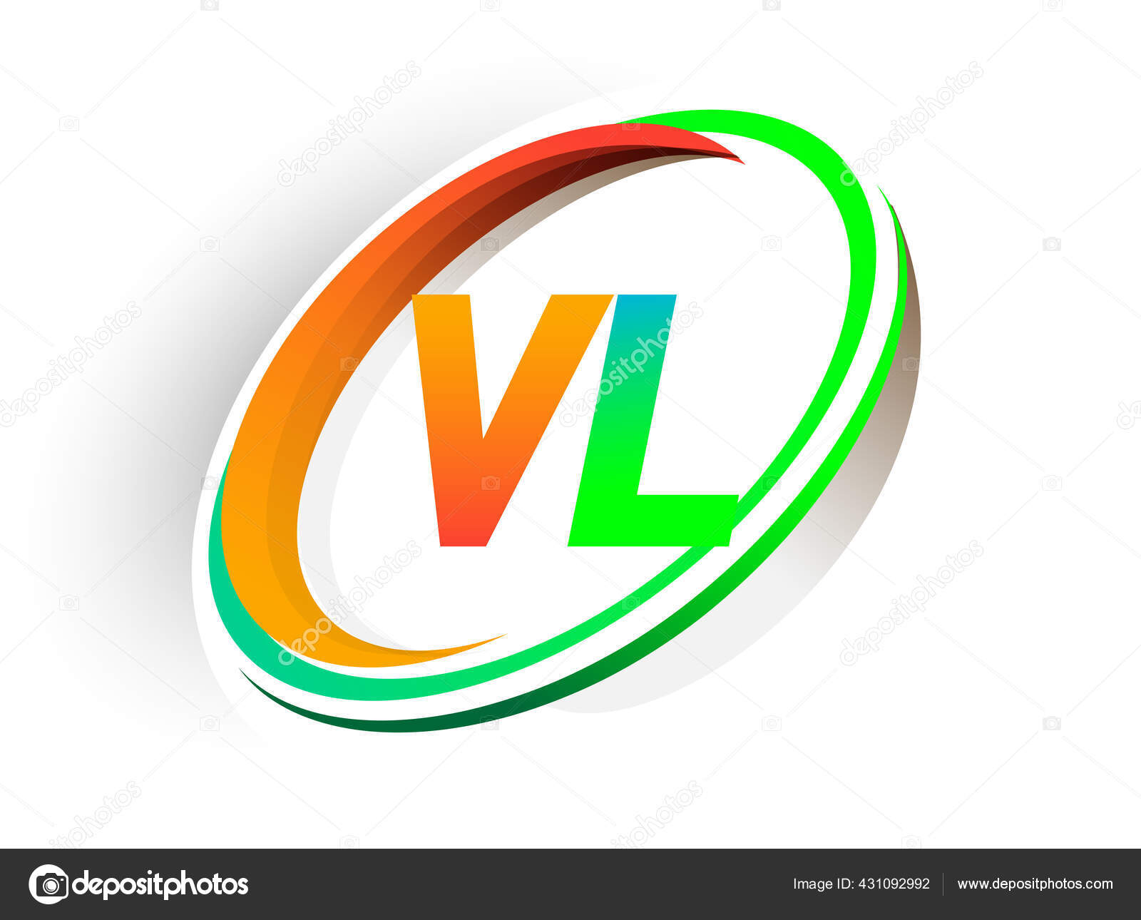 Initial Letter Logotype Company Name Colored Orange Green Circle Swoosh  Stock Vector by ©wikaGrahic 431092992