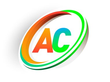 İlk harfi AC logotype şirketi. Renkli turuncu ve yeşil daire ve swoosh tasarımı, modern logo kavramı. iş ve şirket kimliği için vektör logosu.