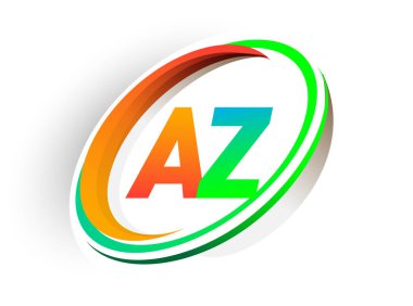 İlk harfi AZ logotype şirketi. Renkli turuncu ve yeşil daire ve swoosh tasarımı, modern logo kavramı. iş ve şirket kimliği için vektör logosu.