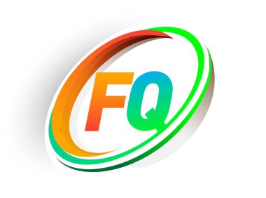 İlk harf FQ logotype şirketi adı turuncu ve yeşil daire ve swoosh tasarım, modern logo konsepti. iş ve şirket kimliği için vektör logosu.