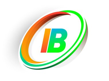 İlk harfi IB logotype şirketi. Renkli turuncu ve yeşil daire ve swoosh tasarımı, modern logo kavramı. iş ve şirket kimliği için vektör logosu.