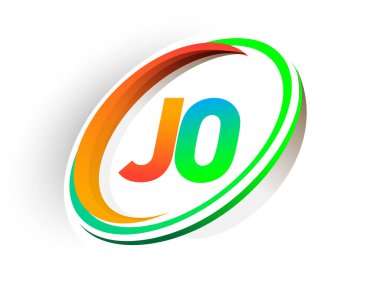 İlk harf JO logotype şirketi adı turuncu ve yeşil daire ve swoosh tasarım, modern logo konsepti. iş ve şirket kimliği için vektör logosu.