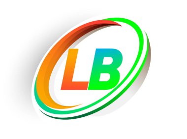 İlk harfi LB logotype şirketi. Renkli turuncu ve yeşil daire ve swoosh tasarımı, modern logo kavramı. iş ve şirket kimliği için vektör logosu.