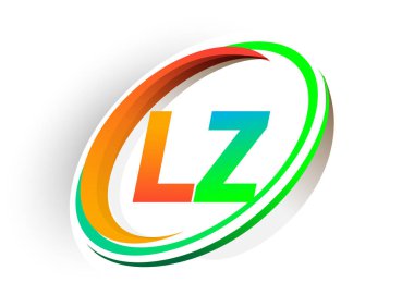 İlk harfi LZ logotype şirketi. Renkli turuncu ve yeşil daire ve swoosh tasarımı, modern logo kavramı. iş ve şirket kimliği için vektör logosu.