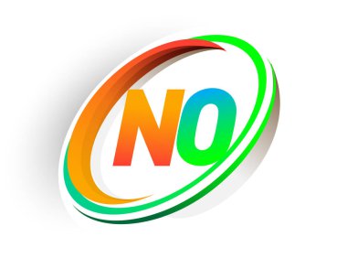 İlk harf No logotype şirketi adı: Renkli turuncu ve yeşil daire ve swoosh tasarımı, modern logo kavramı. iş ve şirket kimliği için vektör logosu.
