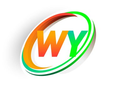 İlk harfi WY logotype şirketi. Renkli turuncu ve yeşil daire ve swoosh tasarımı, modern logo konsepti. iş ve şirket kimliği için vektör logosu.