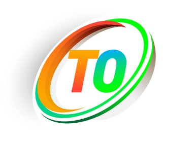 Logotype şirketinin ilk harfi turuncu ve yeşil daire ve swoosh tasarımı, modern logo kavramı. iş ve şirket kimliği için vektör logosu.