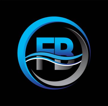 İlk harf logosu FB şirketinin daire ve çizim üzerindeki mavi ve gri rengi. İş ve şirket kimliği için vektör logosu.