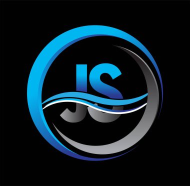 İlk harf logosu JS şirketi daire ve desenli mavi ve gri renkte. İş ve şirket kimliği için vektör logosu.