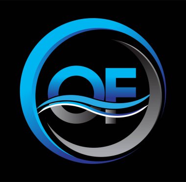 Şirketin ilk harf logosu daire ve desenli mavi ve gri renkte. İş ve şirket kimliği için vektör logosu.