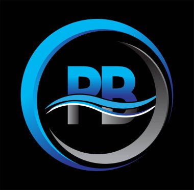 İlk harf logosu PB şirketinin daire ve desenli mavi ve gri rengi. İş ve şirket kimliği için vektör logosu.