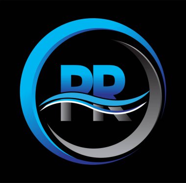 İlk harf logo halkla ilişkiler şirketinin adı mavi ve gri renkte daire ve desenli. İş ve şirket kimliği için vektör logosu.