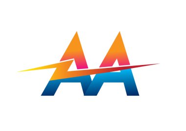 Yaratıcı Güç fikirleri, web, iş ve şirket tasarımları için Lightning simgesi ve enerji logosu kombinasyonu içeren AA harfi logosu.
