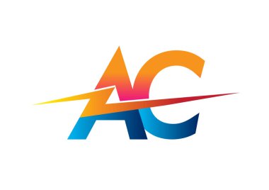 Yaratıcı Güç fikirleri, web, iş ve şirket için AC logosu ve harf kombinasyonu Enerji Logosu tasarımı.