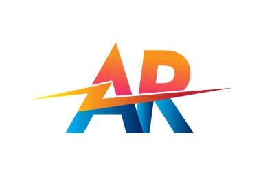 Yaratıcı Güç fikirleri, web, iş ve şirket için Işıltı simgesi, Güç Enerjisi Logosu tasarımı ile harf AR logosu.