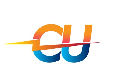 Letter CU logosu, üzerinde Şimşek simgesi olan, Yaratıcı Güç fikirleri, web, iş ve şirket için Güç Enerjisi Logosu tasarımı kombinasyonu.