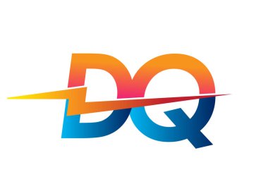 Lightning simgesiyle DQ logosu, Yaratıcı Güç fikirleri, web, iş ve şirket için Güç Enerjisi Logosu tasarımı.