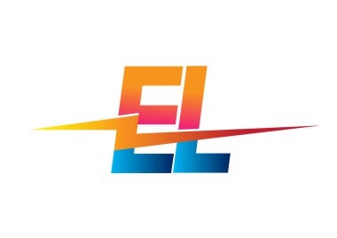 Üzerinde Şimşek simgesi olan EL harfi logosu, Yaratıcı Güç fikirleri, web, iş ve şirket için Güç Enerjisi Logosu tasarımı.