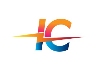 Letter IC logo with Lightning icon, letter combination Power Energy Logo design for Creative Power ideas, web, business and company.