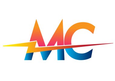 Letter MC logo with Lightning icon, letter combination Power Energy Logo design for Creative Power ideas, web, business and company.