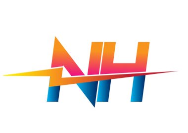 Letter NH logo with Lightning icon, letter combination Power Energy Logo design for Creative Power ideas, web, business and company.