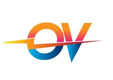 Letter OV logo with Lightning icon, letter combination Power Energy Logo design for Creative Power ideas, web, business and company.