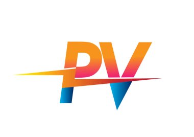 Letter PV logo with Lightning icon, letter combination Power Energy Logo design for Creative Power ideas, web, business and company.