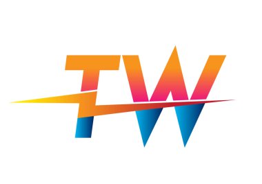 Yaratıcı Güç fikirleri, web, iş ve şirket için elektrik logosu tasarımı, Yıldırım simgesi ve harf kombinasyonu içeren TW logosu.