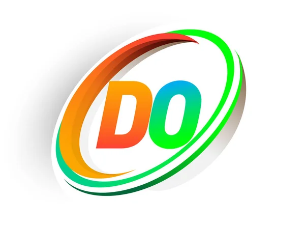 Initiële Letter Logotype Bedrijfsnaam Gekleurd Oranje Groene Cirkel Swoosh Ontwerp — Stockvector